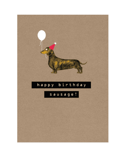 the art file - rock on sausage dog birthday card