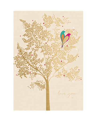 the art file - love you birds in tree valentines card