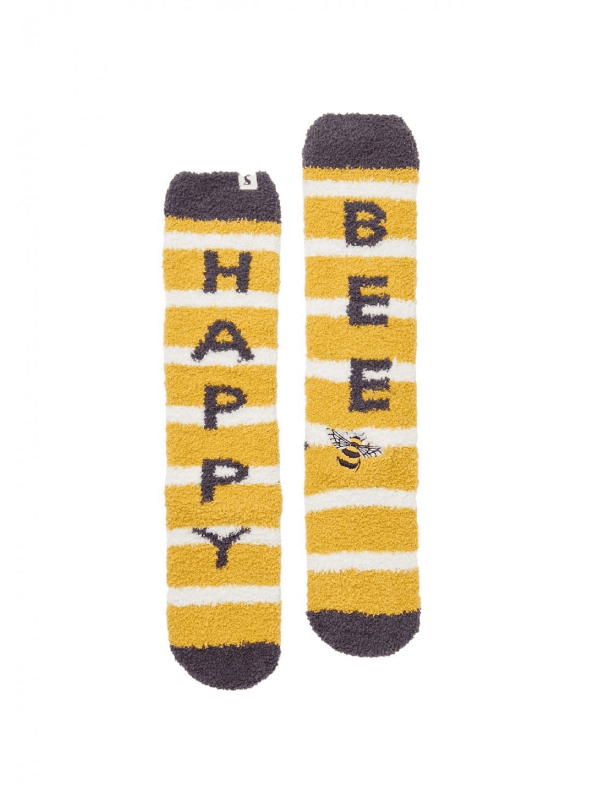 joules bee happy striped fluffy socks