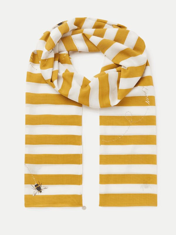 joules gold and cream striped bee scarf