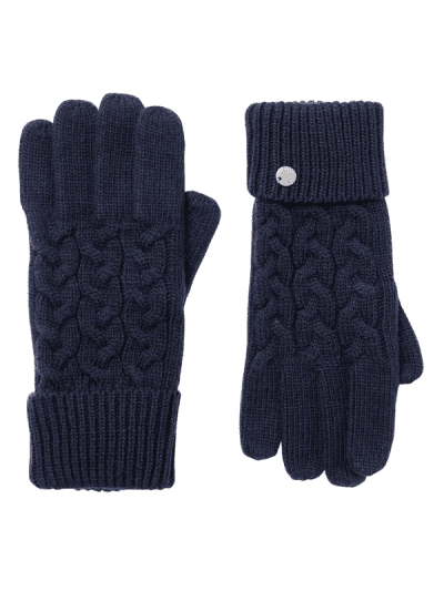 joules navy cable knit gloves