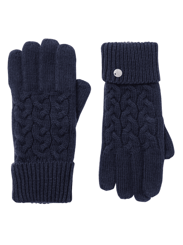 joules navy cable knit gloves