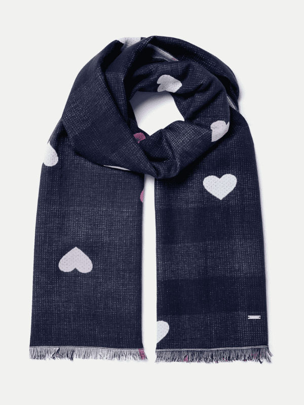 joules navy heart checked scarf