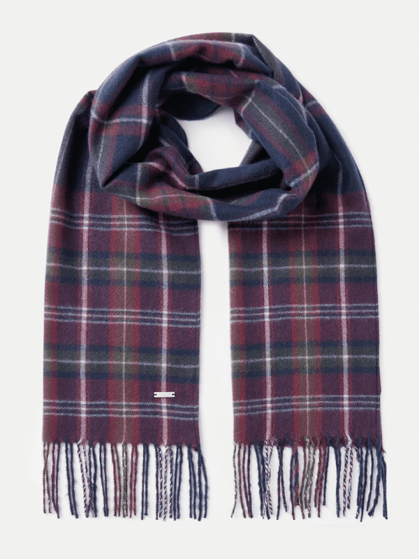 joules navy and purple checked scarf