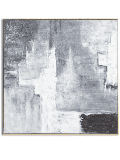 Hill interiors Hand Painted Black And White Layered Abstract Painting