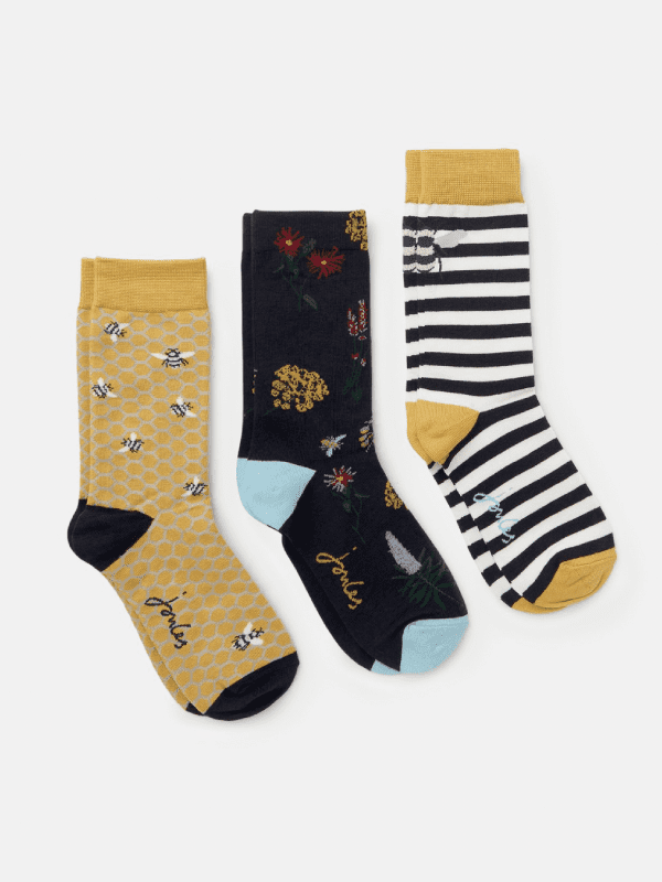 joules brilliant bamboo bee socks 3 pack