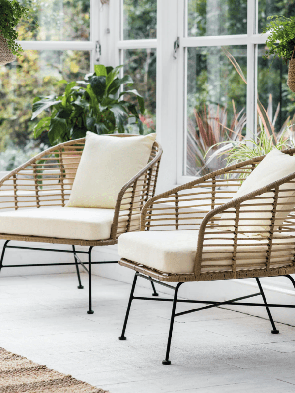 Hampstead pair of bamboo armchairs