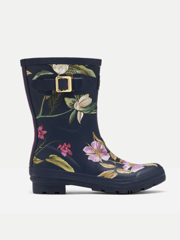 joules Molly mid height navy and floral wellies