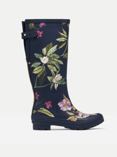 joules navy floral wellies with gusset