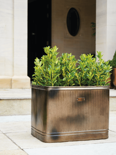 rectangular copper outdoor planter