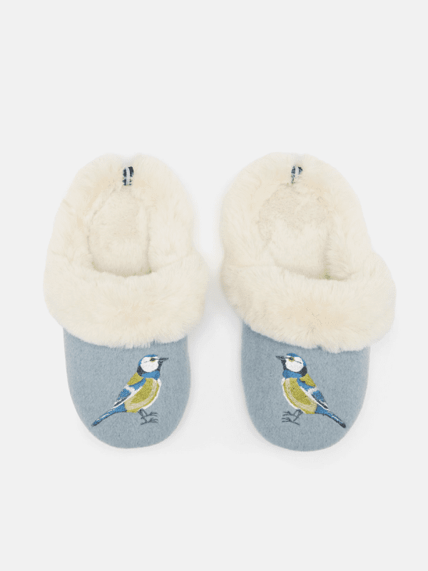 joules teal bird slippers