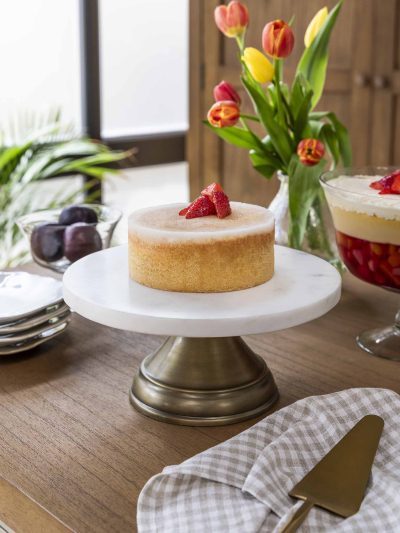 Brompton Marble Cake Stand Antique Brass Finish