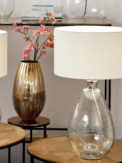 Savannah Organic Shape Tall Clear Glass Table Lamp
