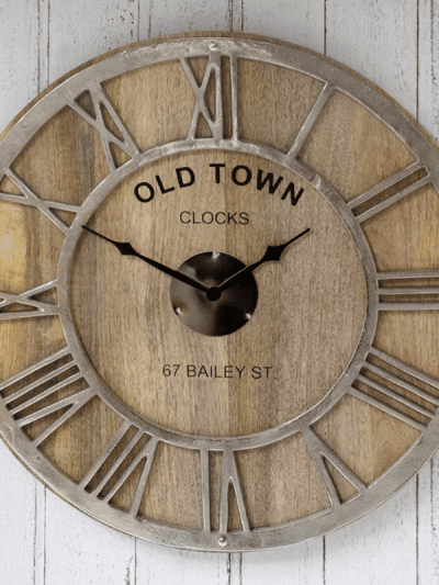 Raw Nickel & Mango Wood Round Wall Clock