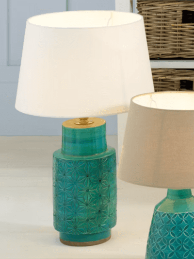 Sidra Aquamarine Stoneware Etch Detail Table Lamp