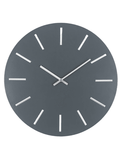 Matt Grey and Silver Detail Round Metal Wall Clock