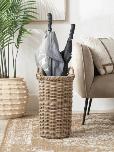 Tobs Grey Kubu Rattan Umbrella Basket