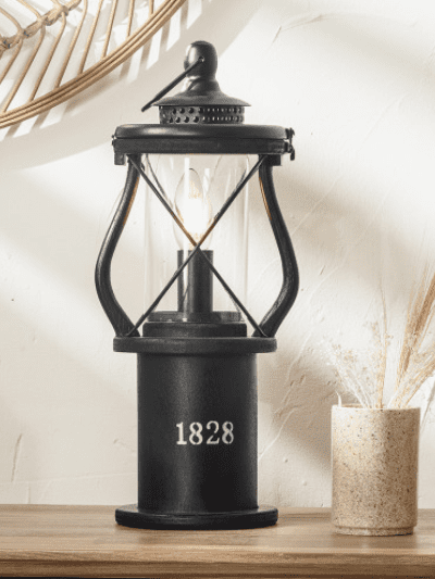 Gibson Black Wood Lantern Table Lamp