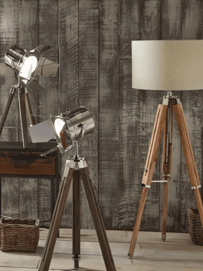 Natural Wood Tripod Floor Lamp Base