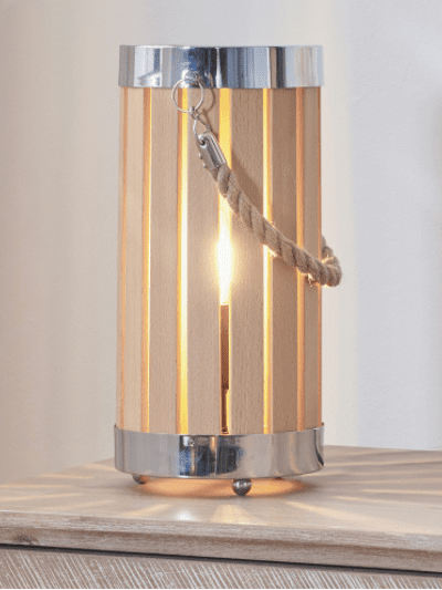 Austell Natural Wood Small Lantern Table Lamp