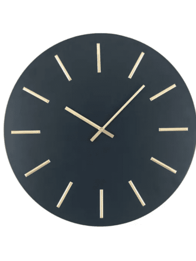 Celestial Matt Black and Gold Detail Round Metal Wall Clock