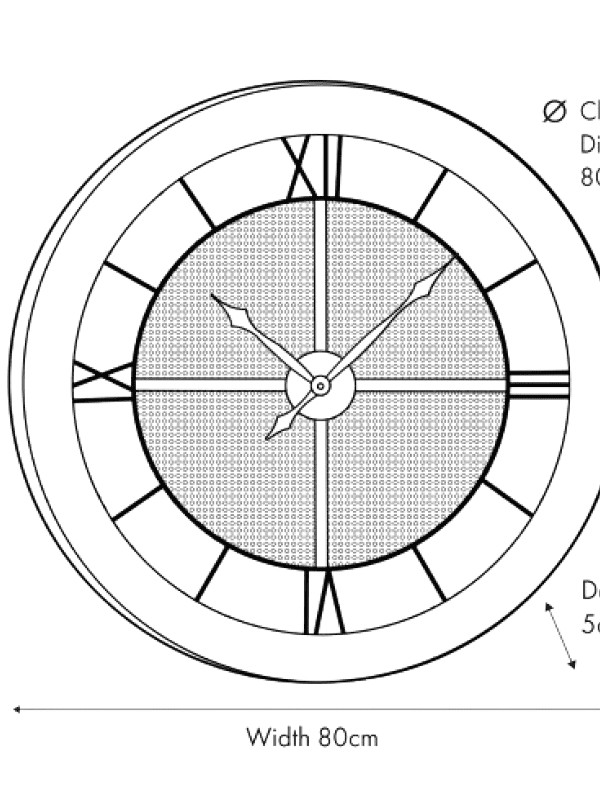 Natural Wood and Black Metal Mesh Round Wall Clock - Image 3