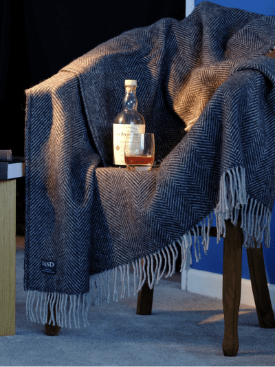 Charcoal & Silver Grey Herringbone Pure New Wool Sand Blanket