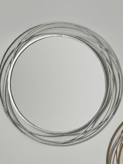 Antique Silver Metal Round Wall Mirror