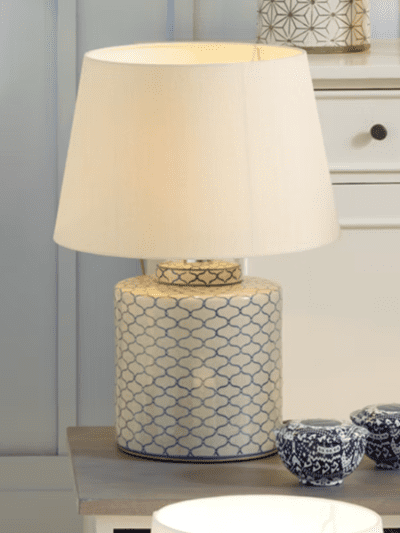 Grey and Blue Detail Ceramic Table Lamp