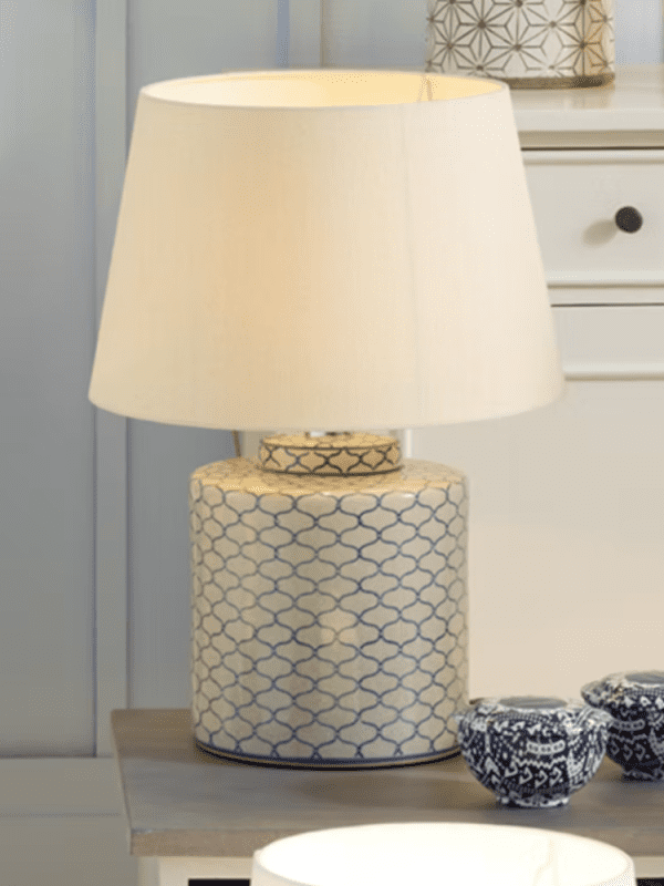Grey and Blue Detail Ceramic Table Lamp