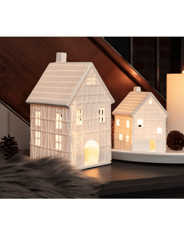Tea Light House with Cat Sitting on Rooftop - Image 4