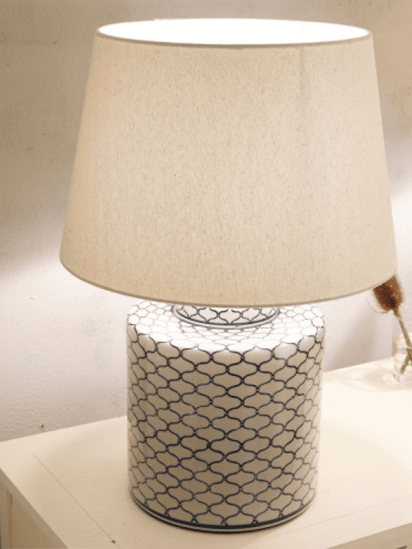 Grey and Blue Detail Ceramic Table Lamp - Image 2