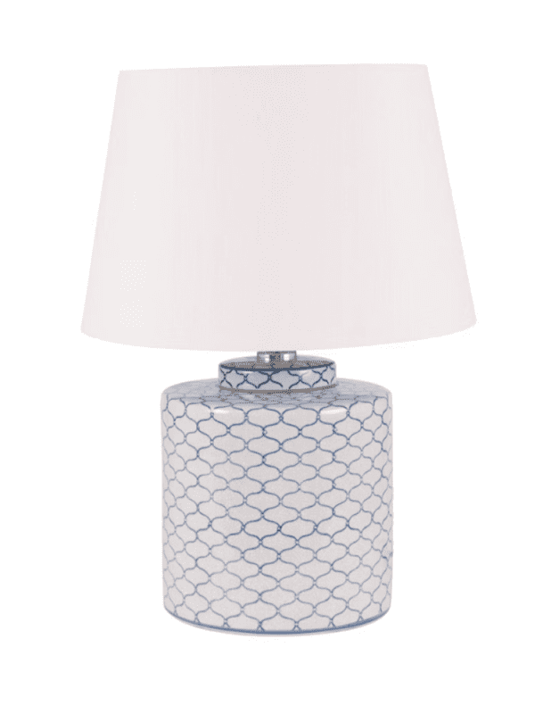 Grey and Blue Detail Ceramic Table Lamp - Image 3