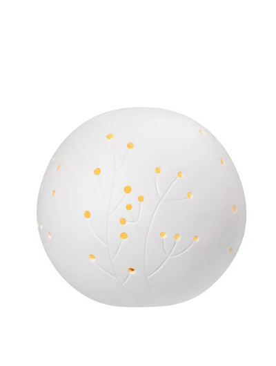 Porcelain LED Light Ball with embossing and openings with tree design