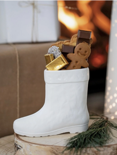 Räder Porcelain Boot, Christmas decoration in fine porcelain, 12x4.5x10cm, perfect for fireplace, windowsill, or festive display.