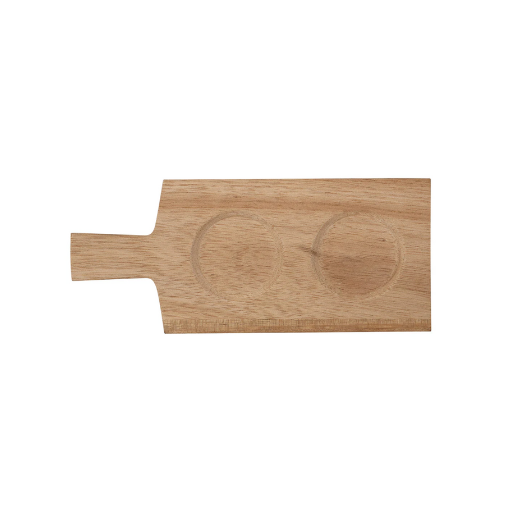 Oil and salt pots with acacia wood tray by Räder Designs, porcelain vessels by Indigo Ruh, versatile for oils, spices, or condiments.