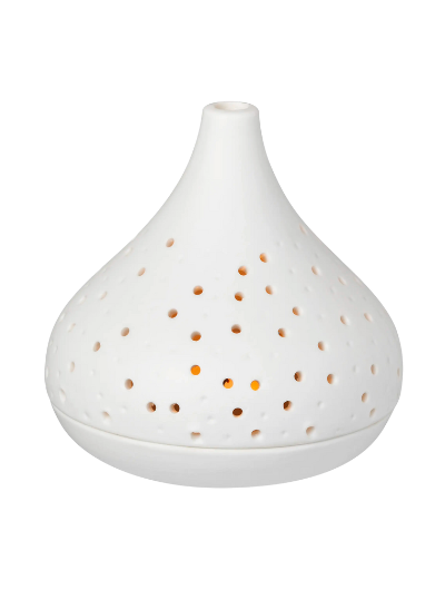 Unglazed porcelain Räder Wonder Light with perforated dot design, small.