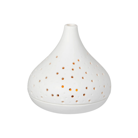 Unglazed porcelain Räder Wonder Light with perforated dot design, small.