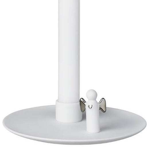 Porcelain Räder Angel Plate candle holder with silver-winged angel, 14cm diameter × 4.5cm high, elegant festive décor.