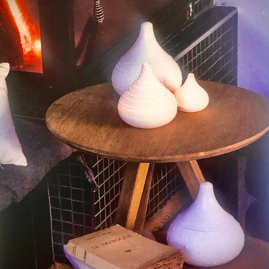 Unglazed porcelain Räder Wonder Light with perforated floral design, large size.