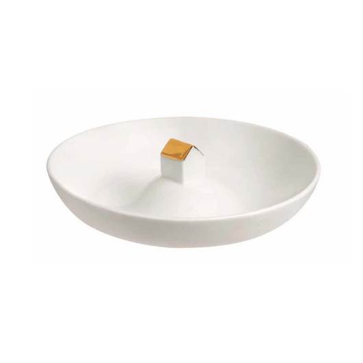 Porcelain mini bowl by Räder Design with small house detail, perfect for holding jewellery or trinkets.