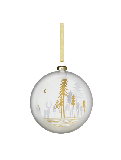 Frosted Glass Bauble Winter Landscape by Rader Design