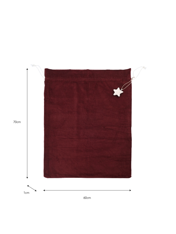 Luxurious cotton velvet Christmas sack in a rich festive berry colour. The Hyde Christmas Sack offers plenty of space for larger gifts that won’t fit in a stocking. Designed to hang at the end of a bed, ready to be filled with presents for Christmas morning.