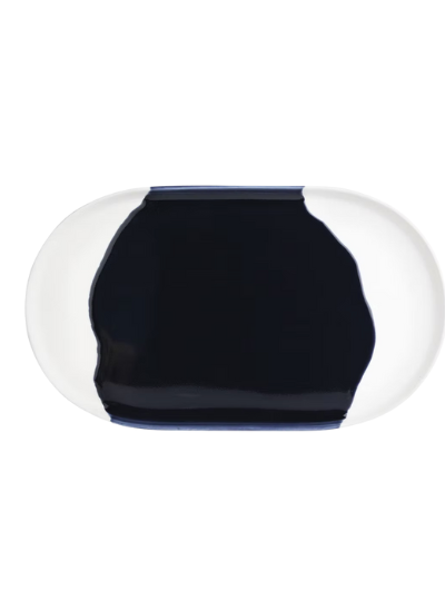 Räder Ink Blue porcelain trinket tray, 30×17.5×1.5cm, hand-painted glazed earthenware inspired by the colours of the sky and sea.