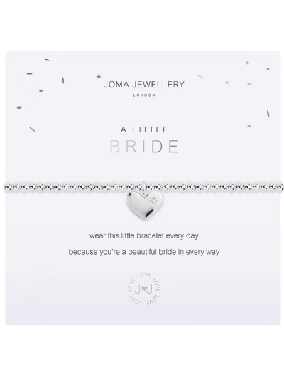 Joma Jewellery A Little Bride silver-plated bracelet with charm on sentiment card.