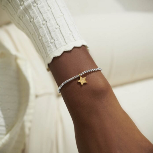 Joma Jewellery A Little Shine Bright On Your Birthday bracelet with gold star charm on sentiment card.