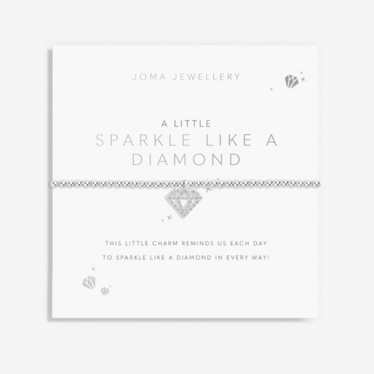Joma Jewellery A Little Sparkle Like A Diamond silver-plated bracelet with embellished diamond charm on sentiment card.