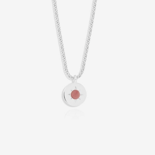 Joma Jewellery A Little October Birthstone necklace with tourmaline gemstone disc charm on sentiment card.