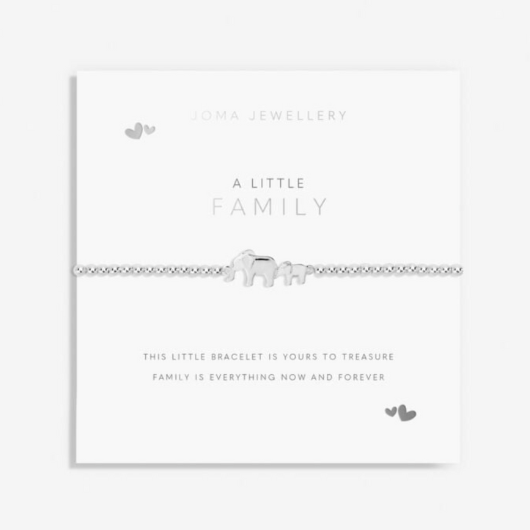Joma Jewellery A Little Family Elephant silver-plated bracelet with mummy and baby elephant charm on sentiment card.
