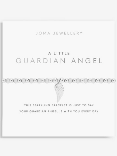 Joma Jewellery A Little Guardian Angel bracelet with coloured crystal beads and angel charm on sentiment card.